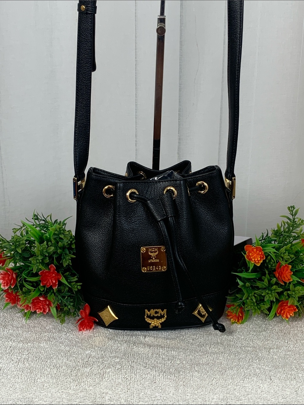 GUC MCM Black Small Bucket Bag